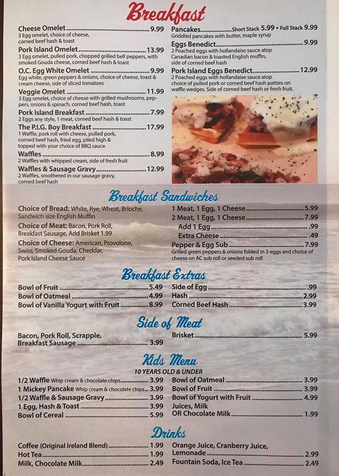 Menu at Pork Island Grill BBQ, Ocean City