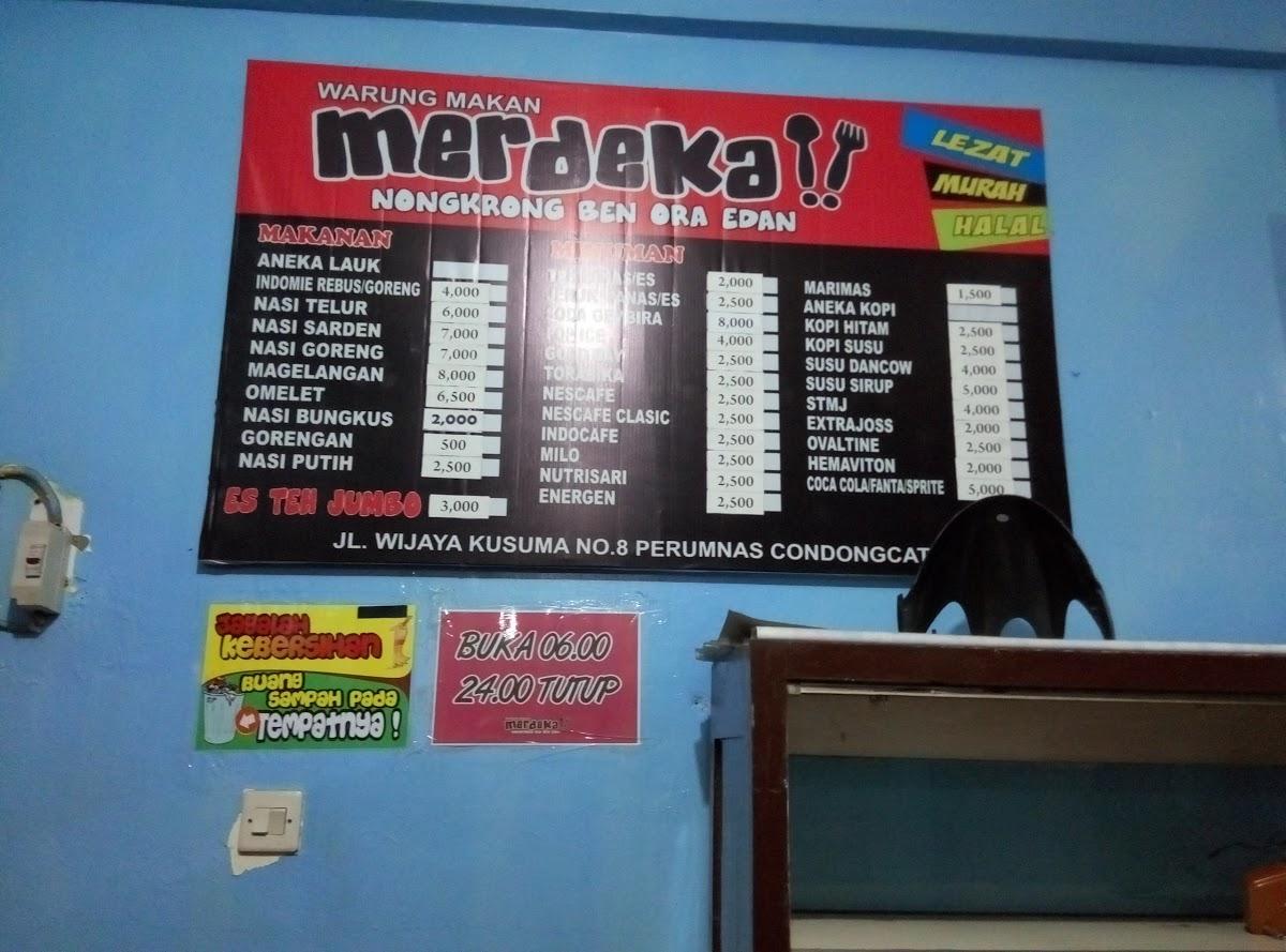 Menu At Warung Makan Merdeka Restaurant Yogyakarta