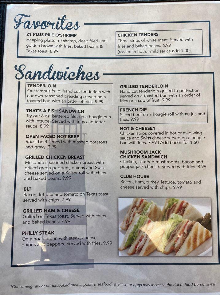 Menu at Long Shoal Marina/Restaraunt restaurant, USA