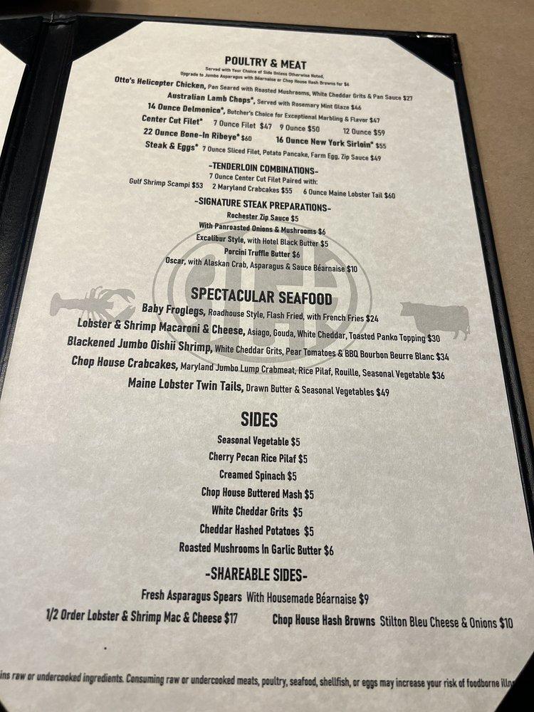 Menu at Rochester Chop House & Bar, Rochester