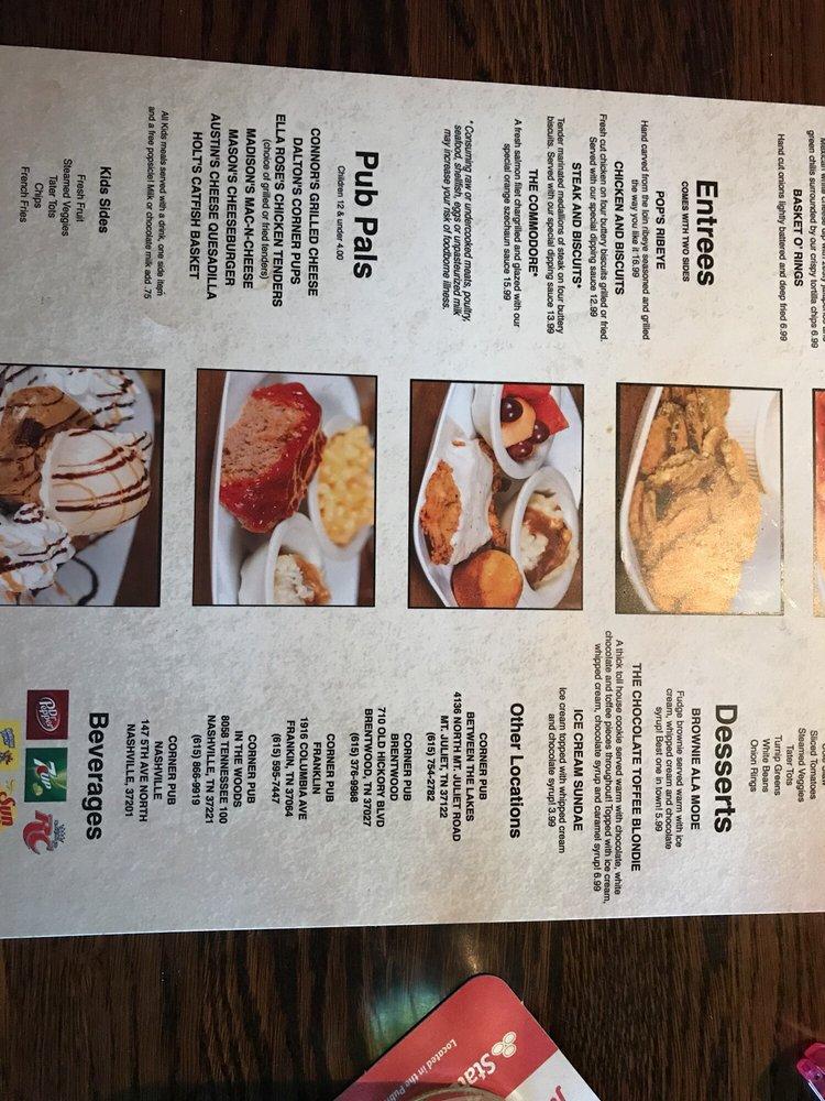 Menu at Corner Pub Bellevue, Nashville, TN100