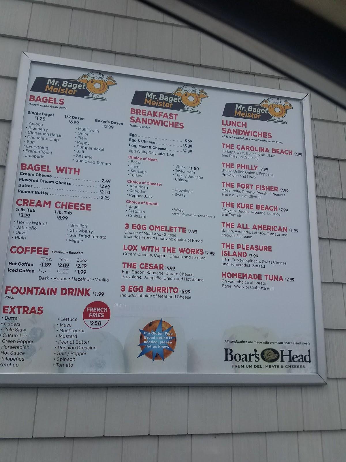 Menu at Island Bagels fast food, Carolina Beach, 1328 N Lake Park Blvd