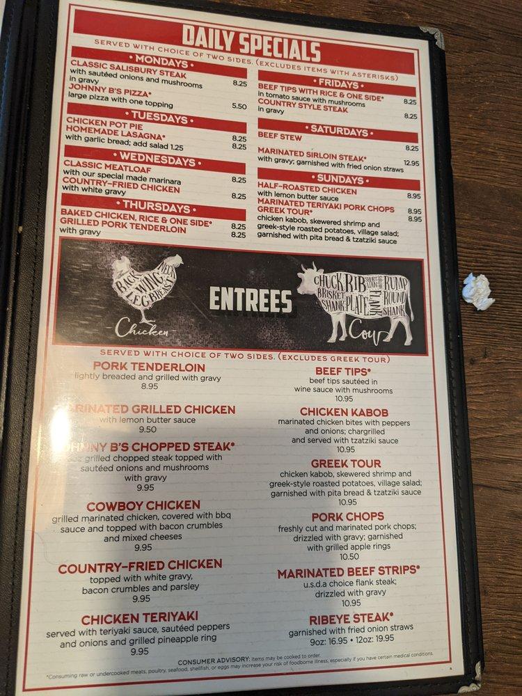 Menu At Johnny B's Grillhouse Restaurant, Winston-Salem