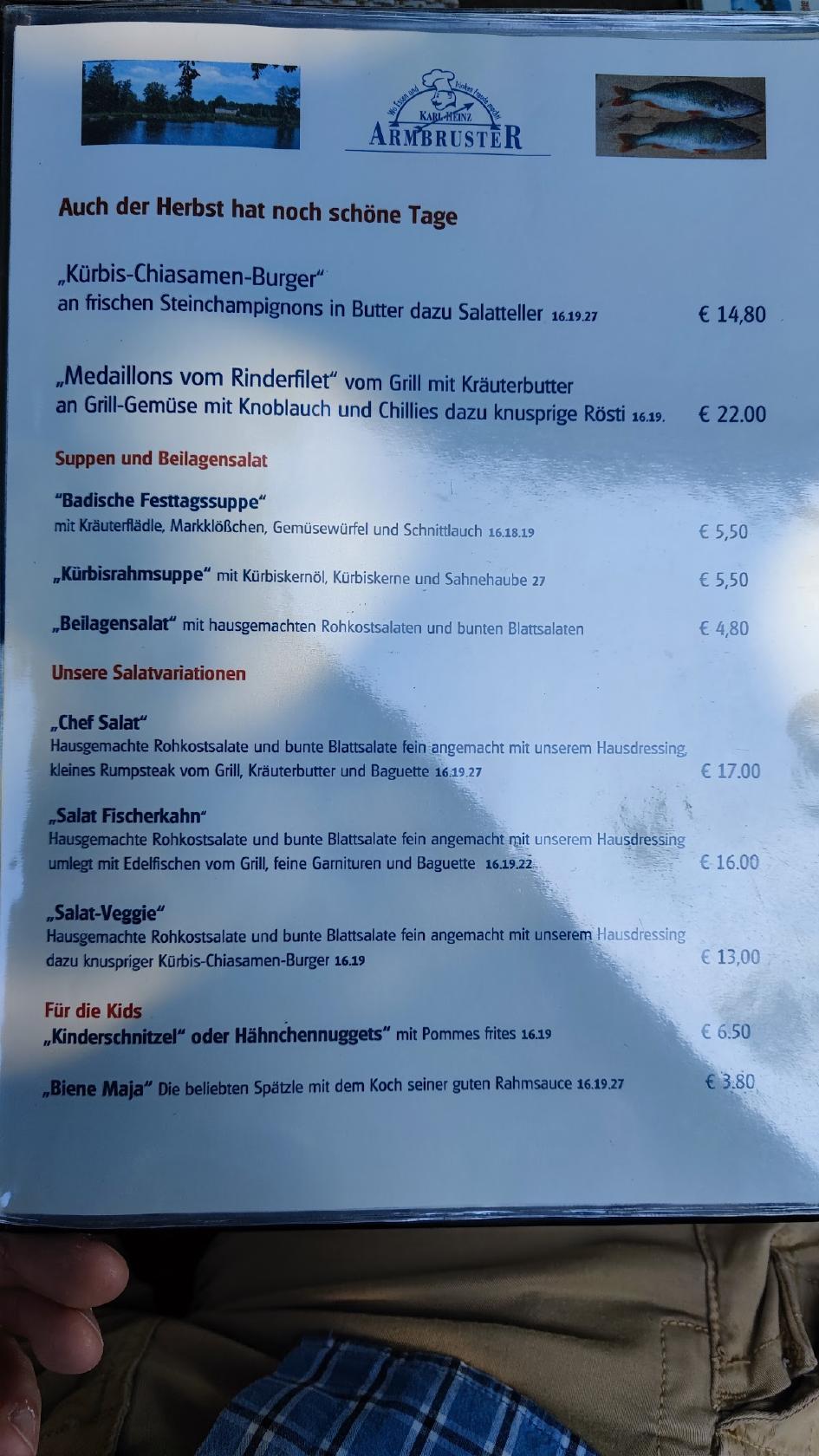 Speisekarte von Restaurant Seestüble Au am Rhein