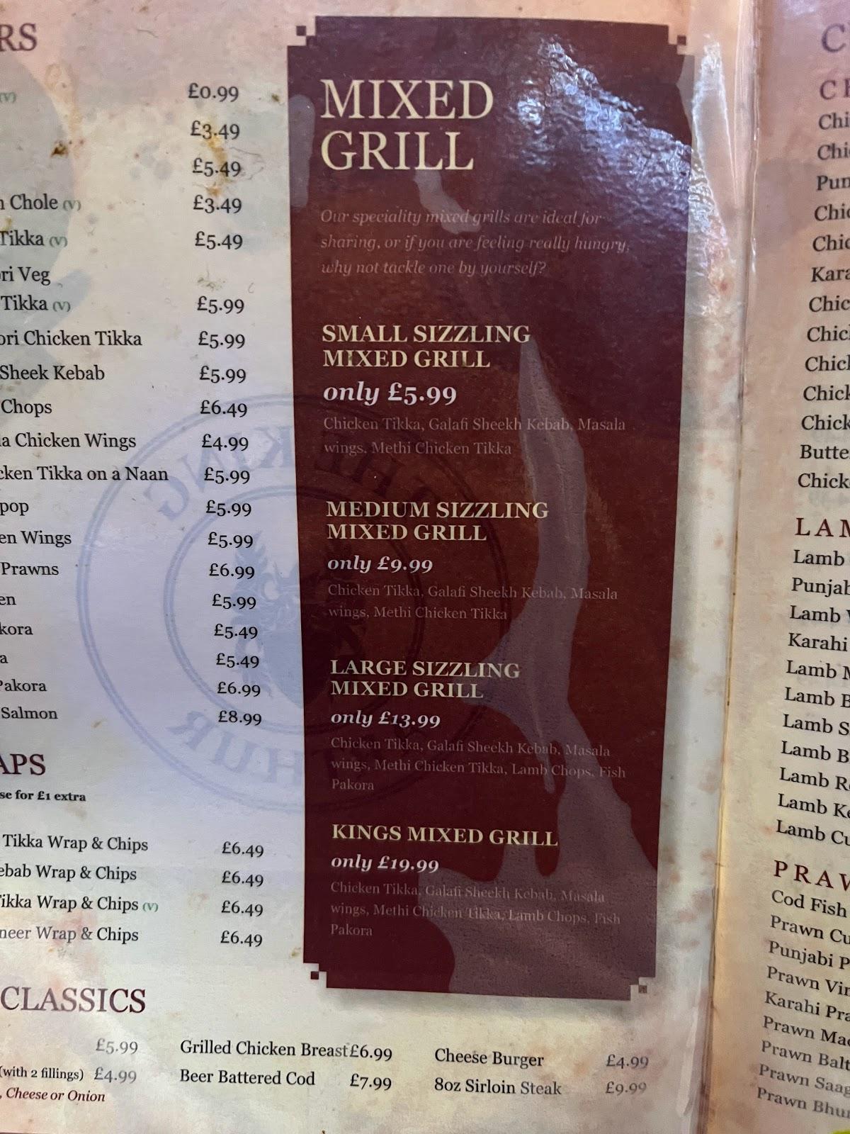Menu at The King Arthur Sports Bar & Grill, Walsall
