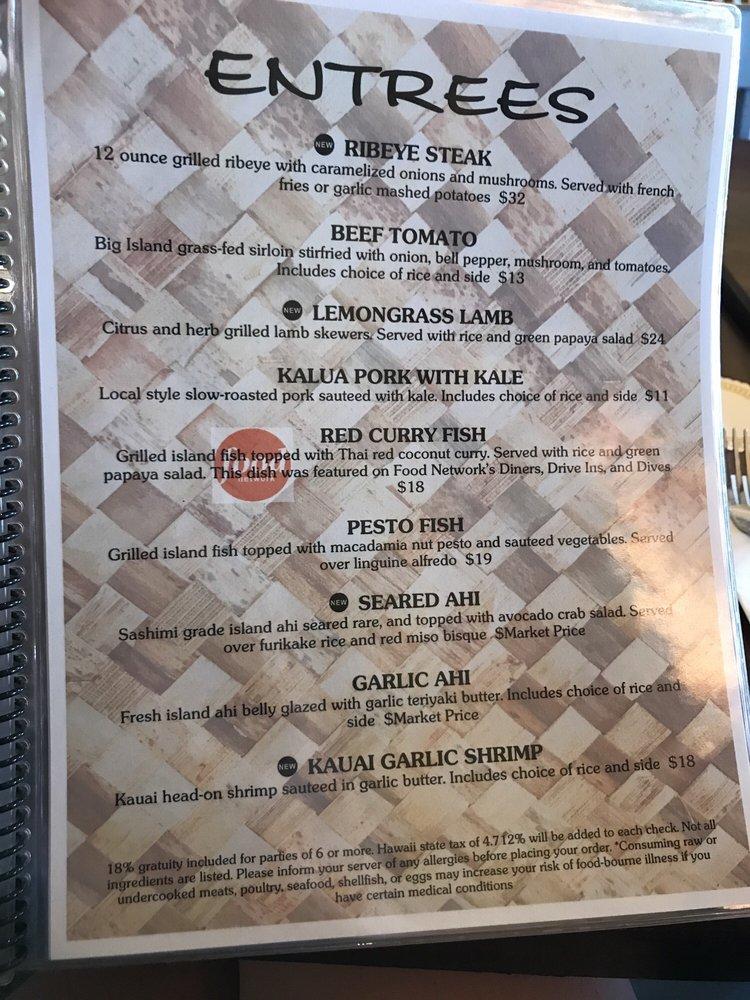 Menu at Uahi Island Grill pub & bar, Kailua, 33 Aulike St