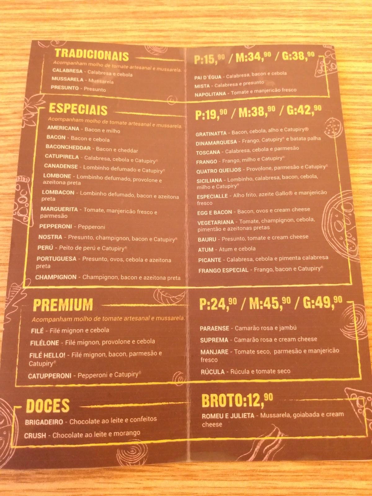 Hello! Pizza cardápio