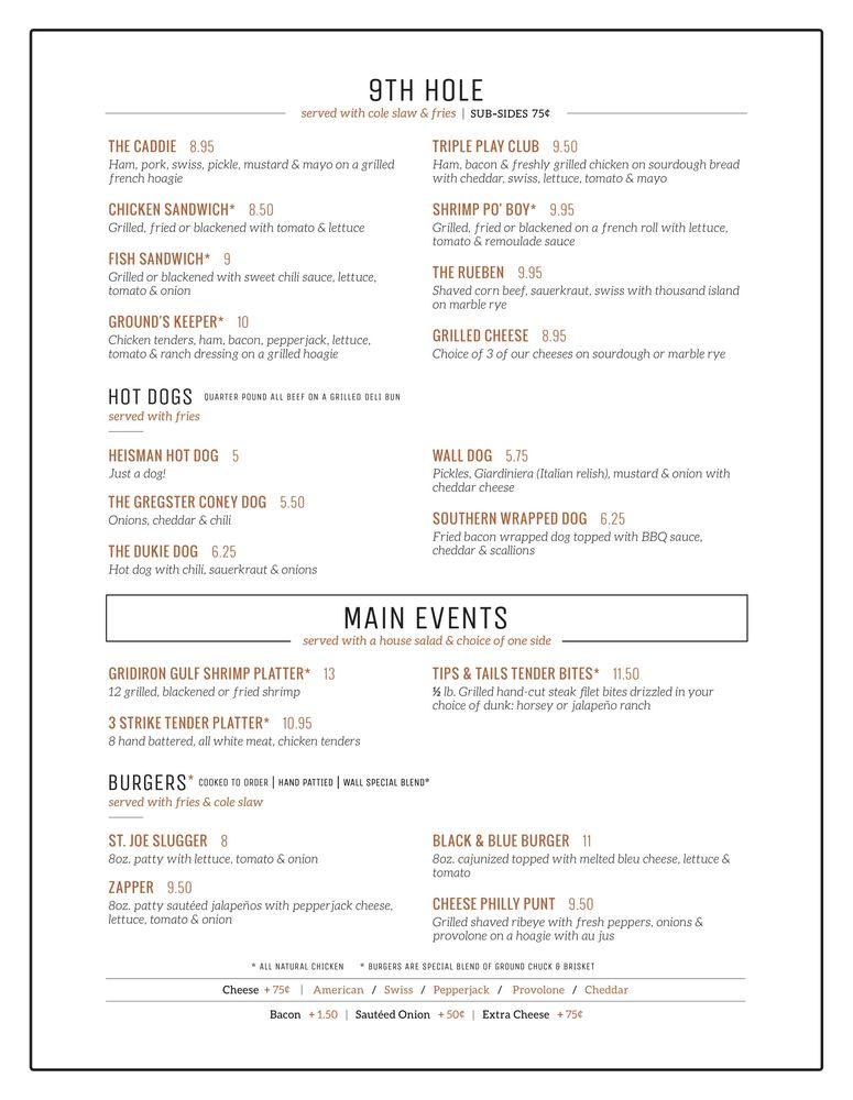 Menu at The BrickWall Sports Bar & Grille, Port Saint Joe