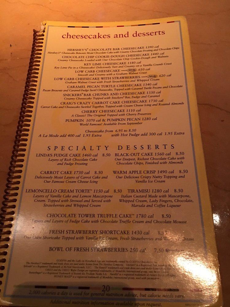 Carta del postres The Cheesecake Factory, Henderson, 160 S Green Valley Pkwy