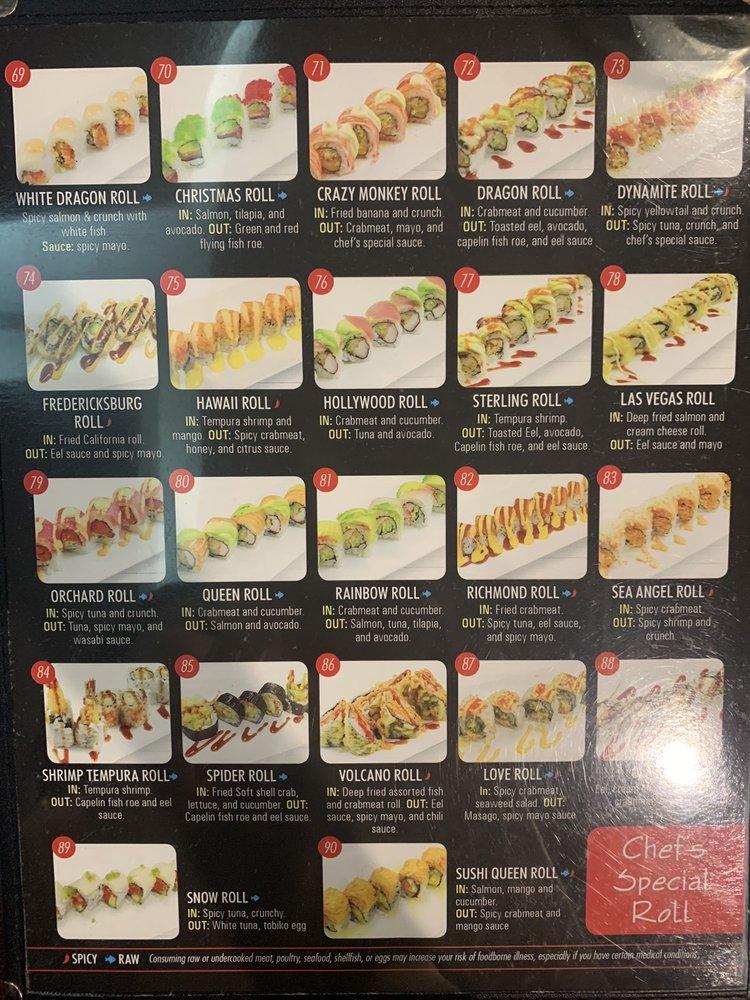 Menu at Sushi Queen restaurant, Sterling