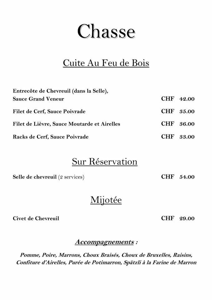 Menu di Hôtel-de-Ville de La Brévine 