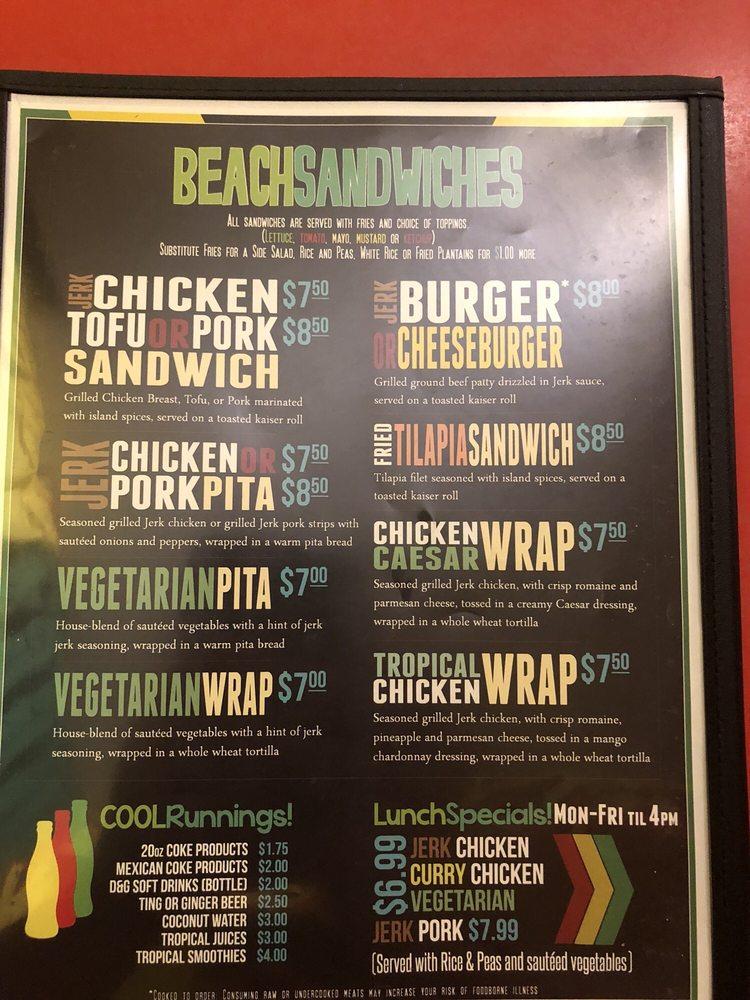 Menu at Jamaican Jerk Pit restaurant, Ann Arbor