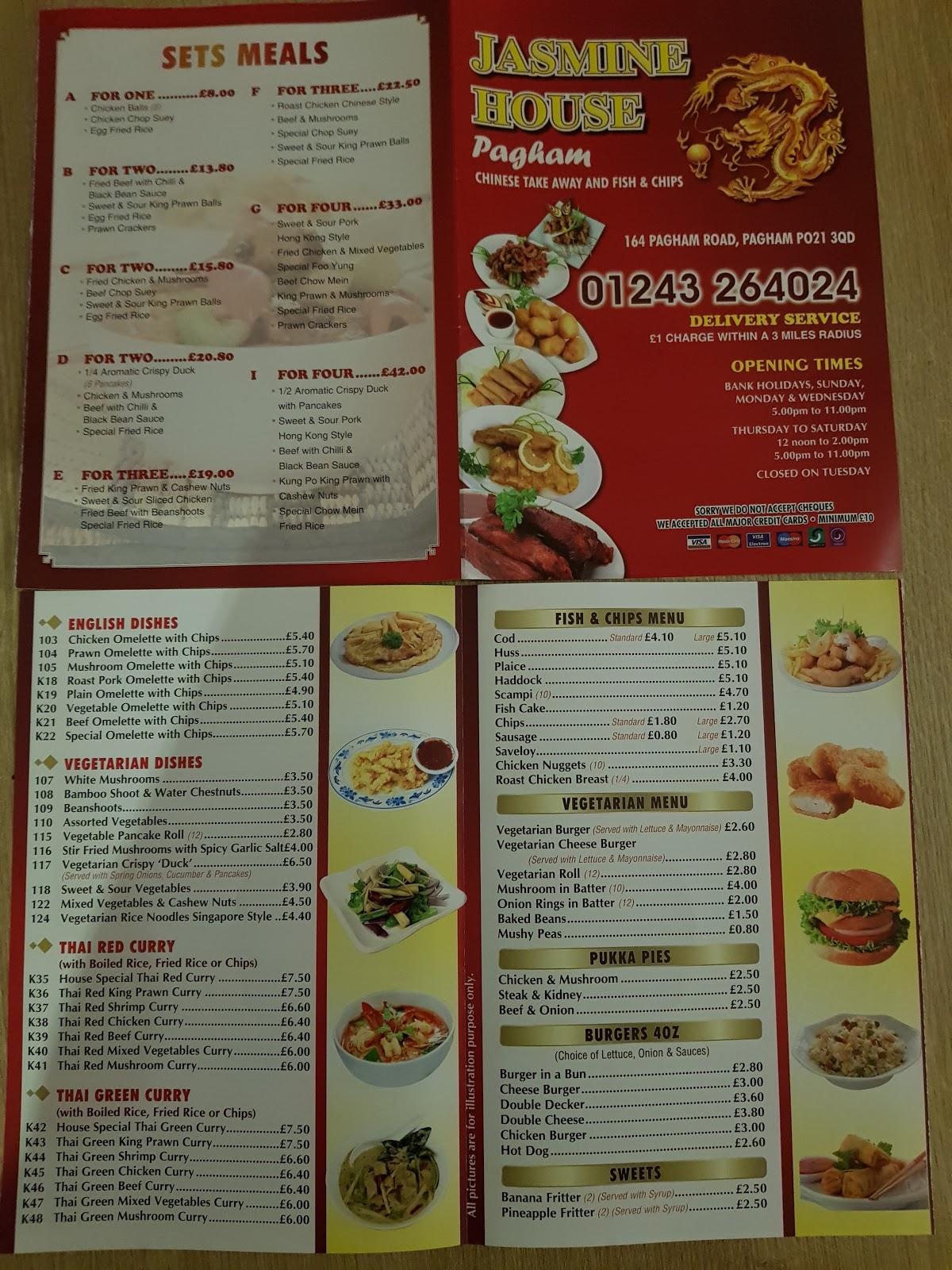 Menu at Jasmine House fast food, Bognor Regis, 164 Pagham Rd