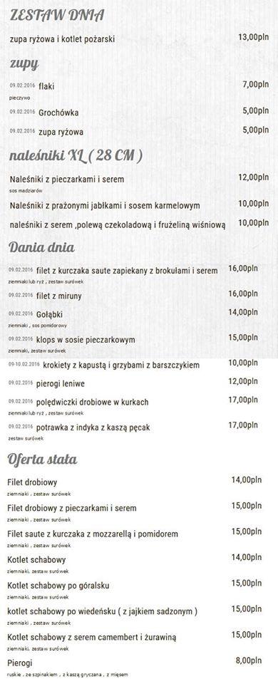 Menu at Jak u Mamy restaurant, Goleniów