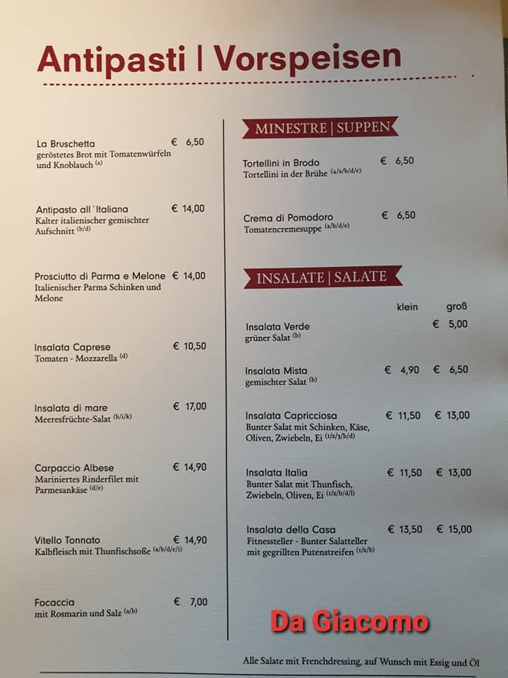 Speisekarte von RistorantePizzeria Da Rheinfelden (Baden