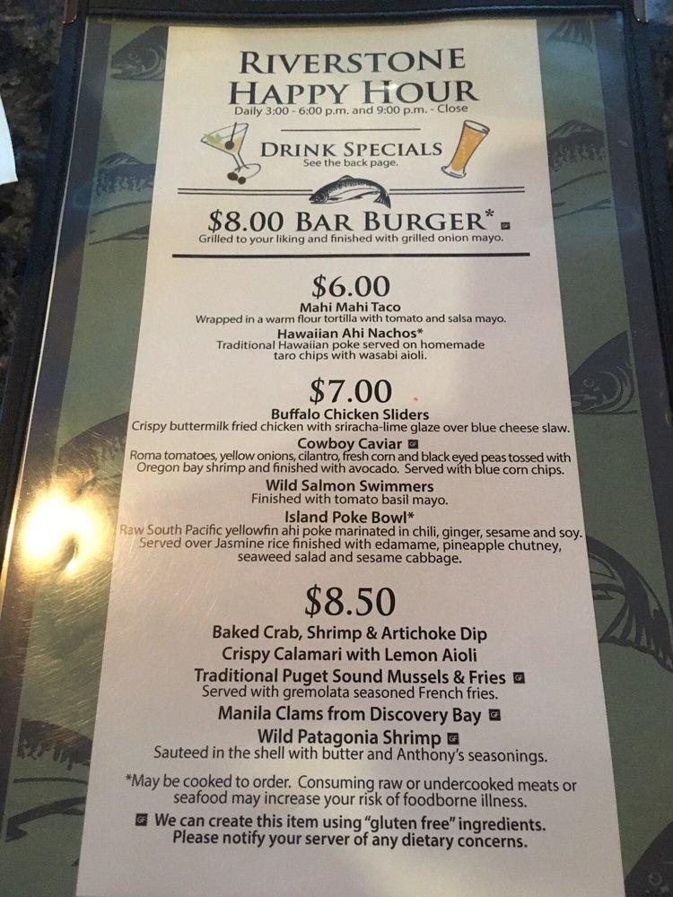 Menu at Anthony's at Coeur d'Alene restaurant, Coeur d'Alene