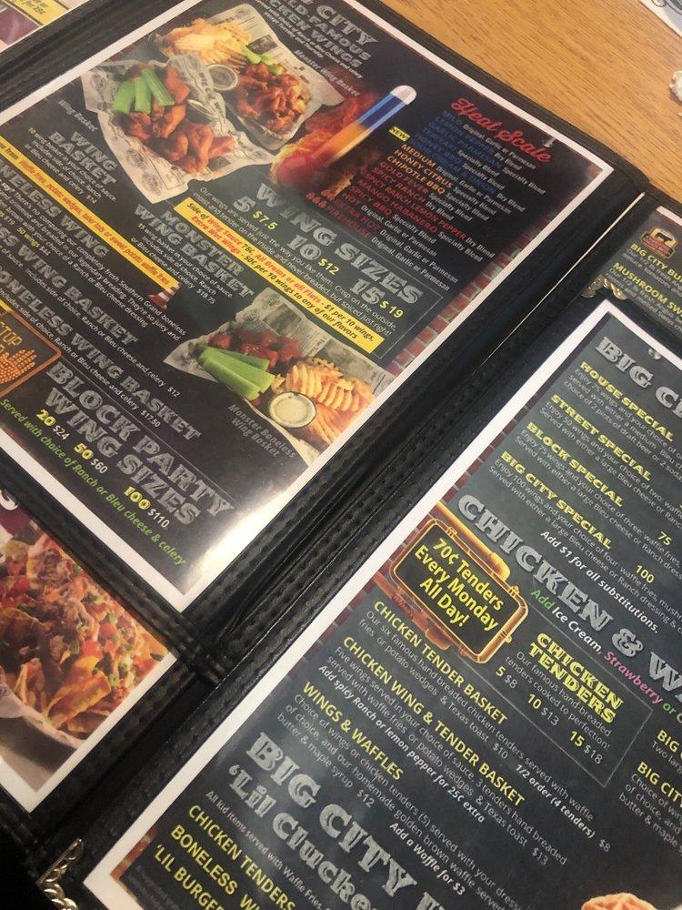 Menu at Big City Wings restaurant, The Woodlands