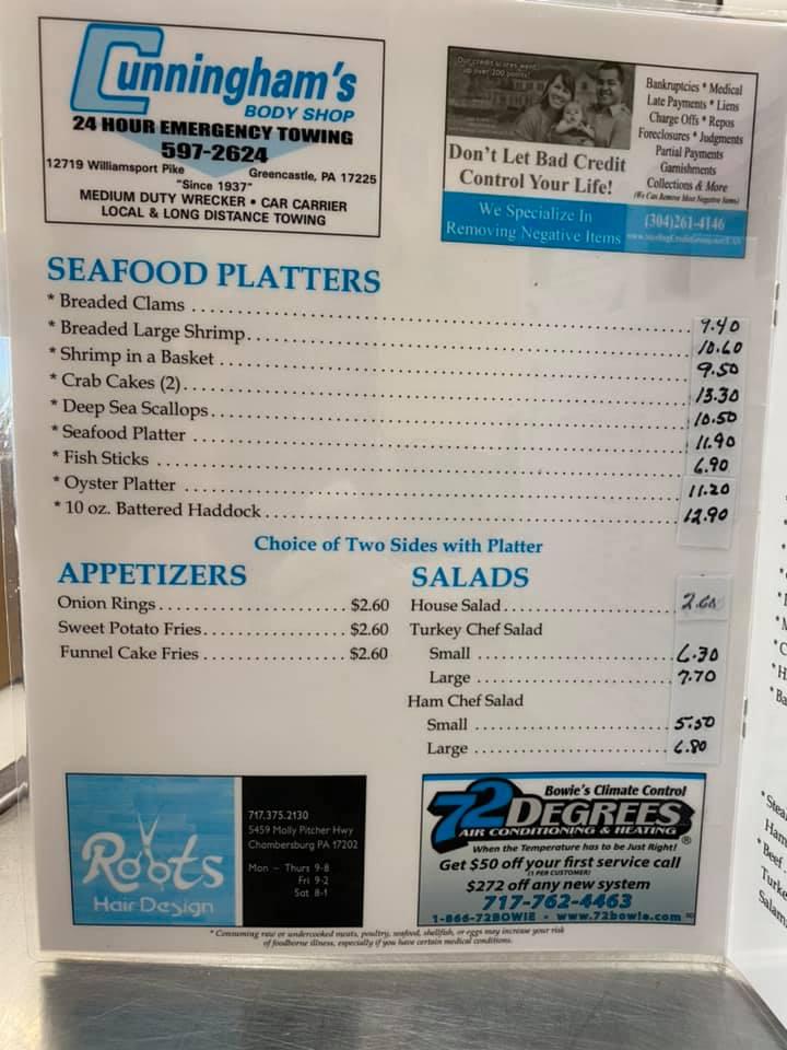 Menu At Sunnyway Diner Restaurant Greencastle