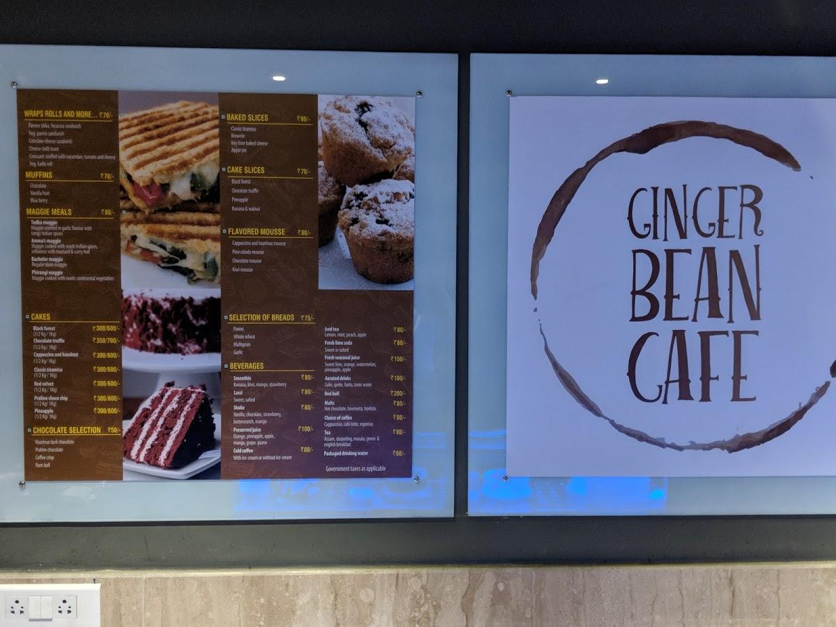 Menu at Ginger Bean Cafe, Udaipur