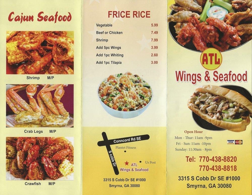 Menu at ATL Wings & Seafood restaurant, Smyrna