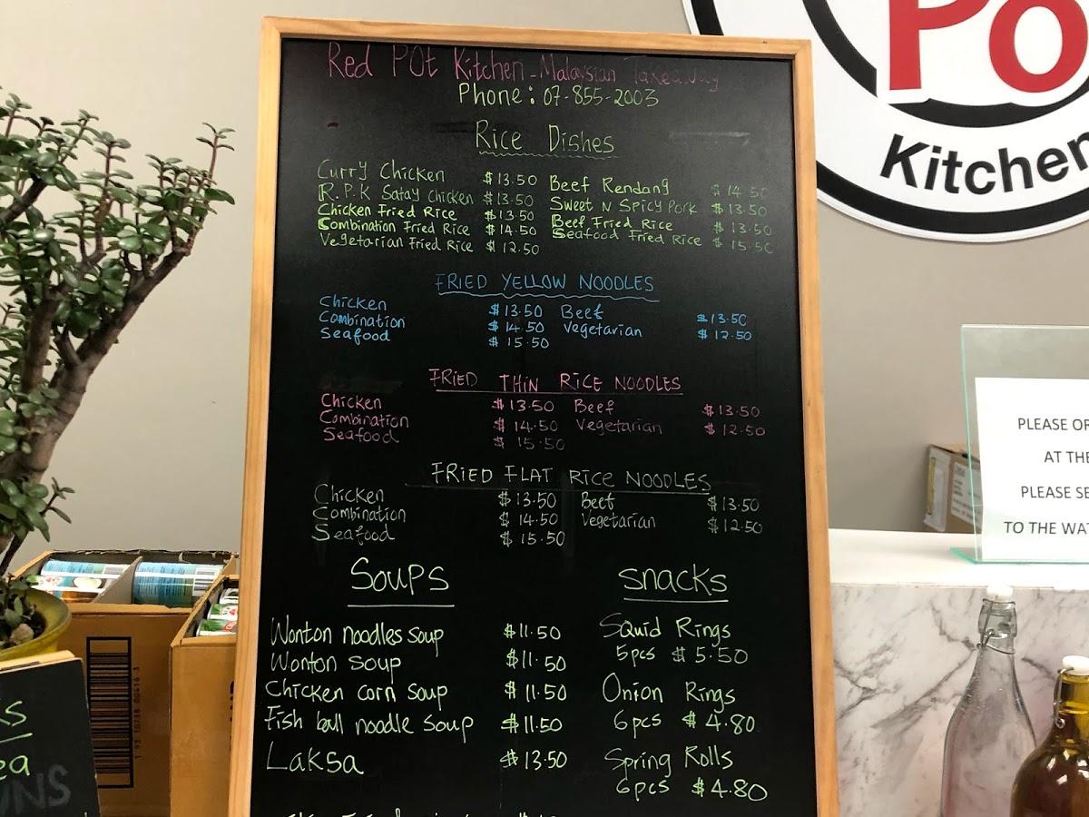 Menu at Red Pot Kitchen restaurant, Hamilton