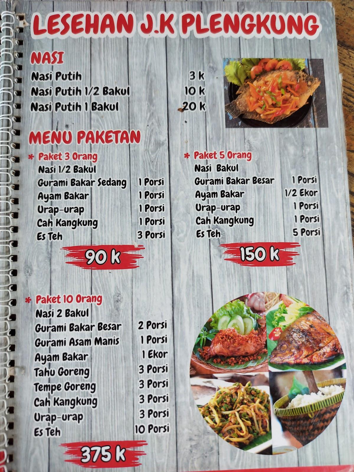 Menu At Lesehan Plengkung Restaurant Kutogirang