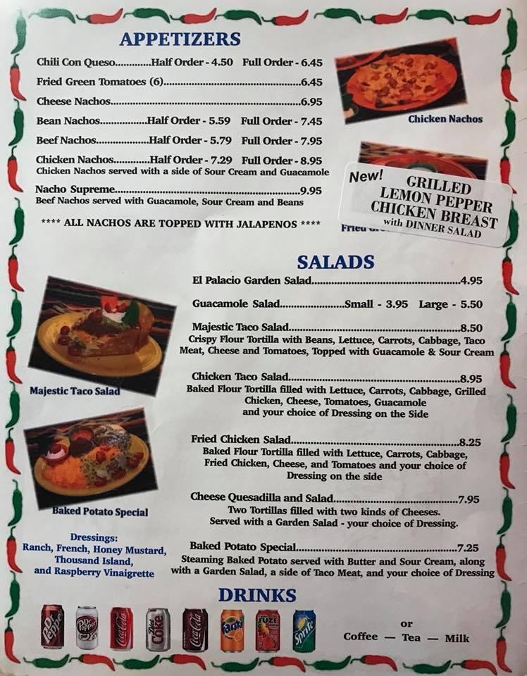 Menu at El Palacio Mexican Restaurant, Duncan