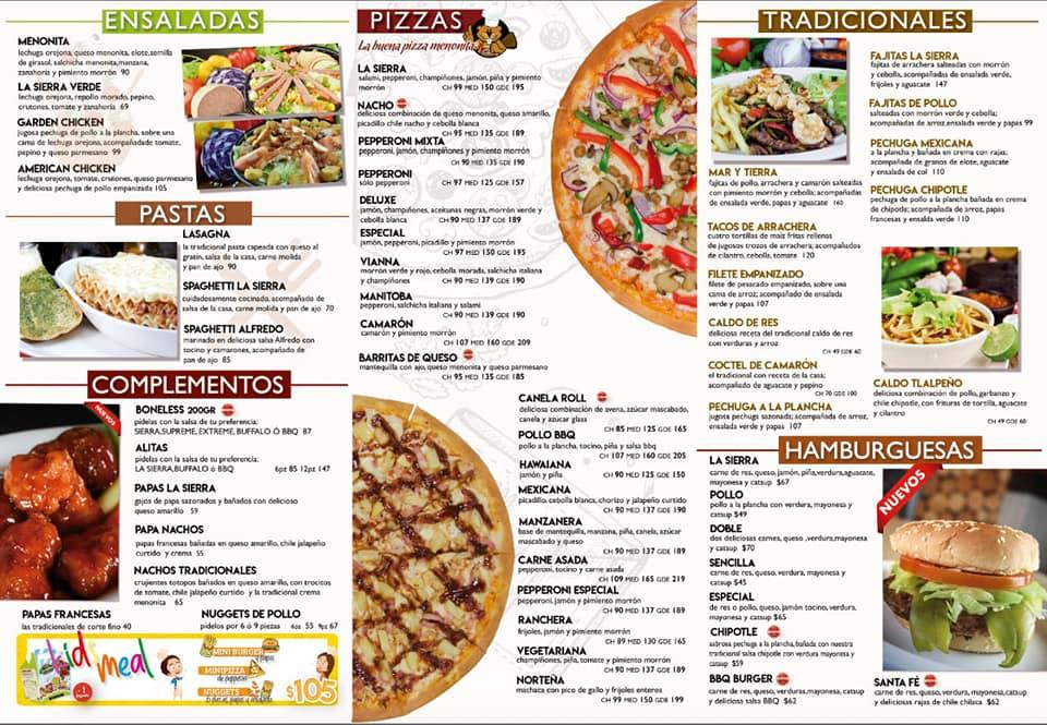 Menu At Pizzeria La Sierra Camargo Camargo