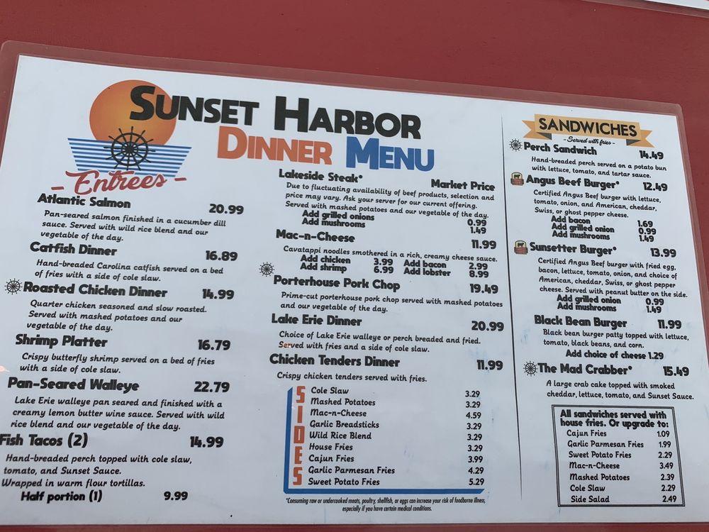 Menu at Sunset Harbor Bar and Grille, Fairport Harbor