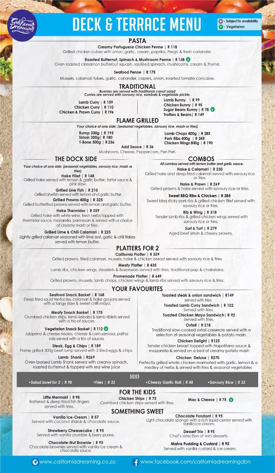 Menu At California Dreaming Restaurant Durban 150 Marine Parade   Raf5 California Dreaming Menu 2022 10 