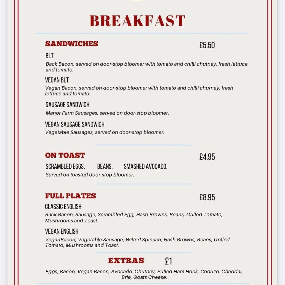 Menu at Temple Street Canteen cafe, Keynsham