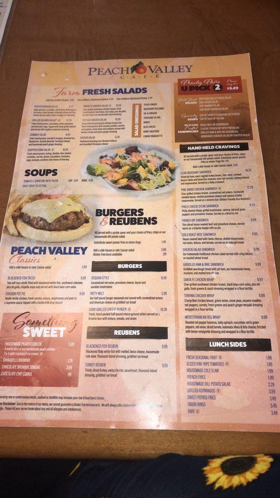Menu at Peach Valley Café cafe, Mount Dora