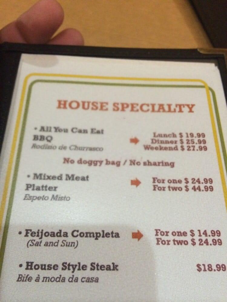 Menu at Brasilia Grill restaurant, Newark