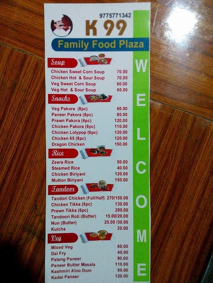 K99 Restaurant menu