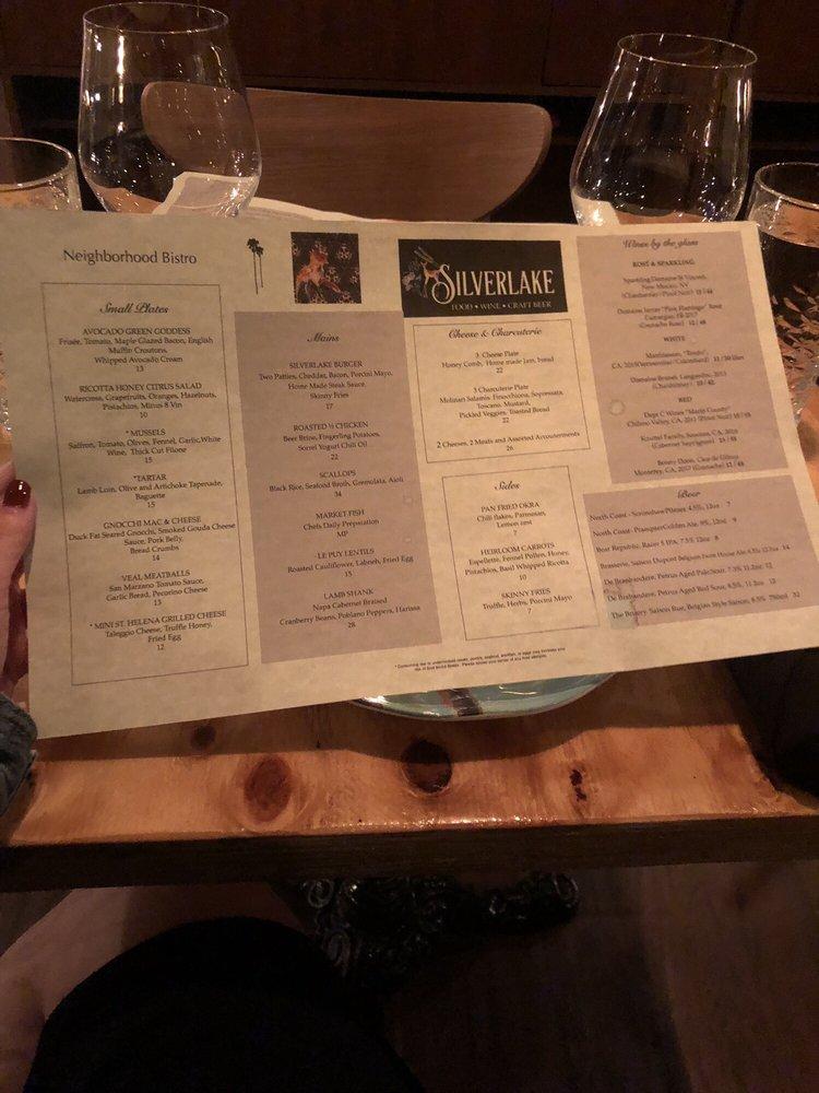 Menu at Silverlake Bistro pub & bar, Miami Beach