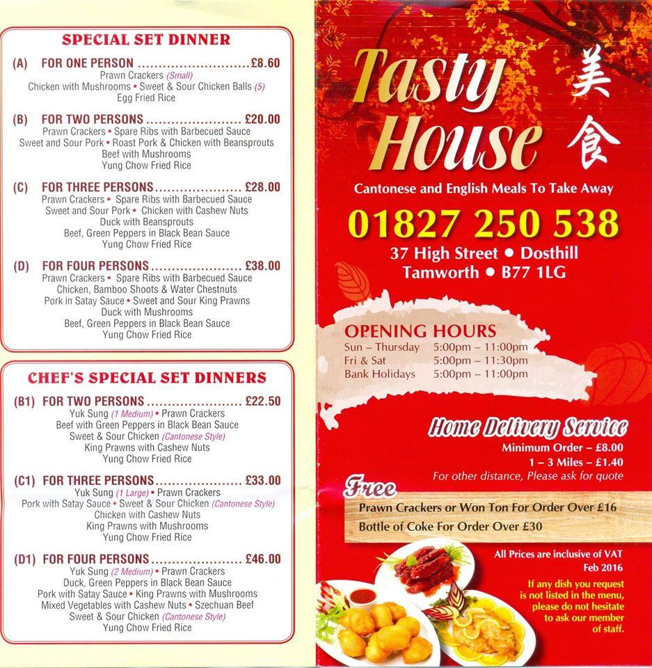 Carta del restaurante TastyHouse dosthill chinese take away, Tamworth