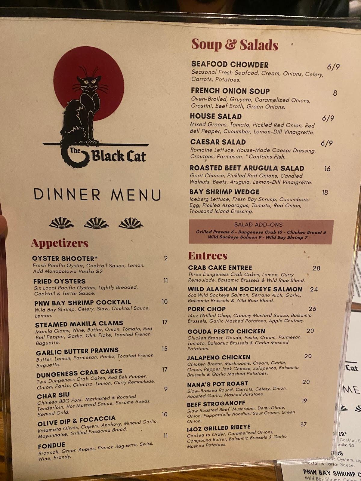 Menu at The Black Cat pub & bar, Bellingham