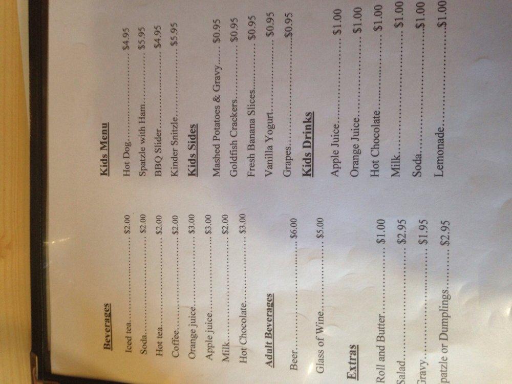 Menu at Europa restaurant, Black Diamond, 216th Ave SE
