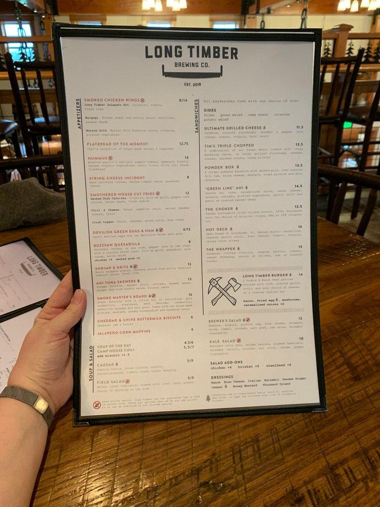 Menu at Long Timber Brewing pub & bar, Monroe