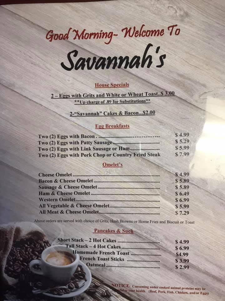 menu-at-savannah-s-country-buffet-restaurant-usa-968-woodville-hwy