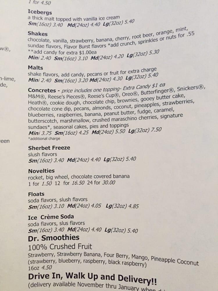 Menu at Weather Vane Ice Creme restaurant, Granite City, Maryville Rd