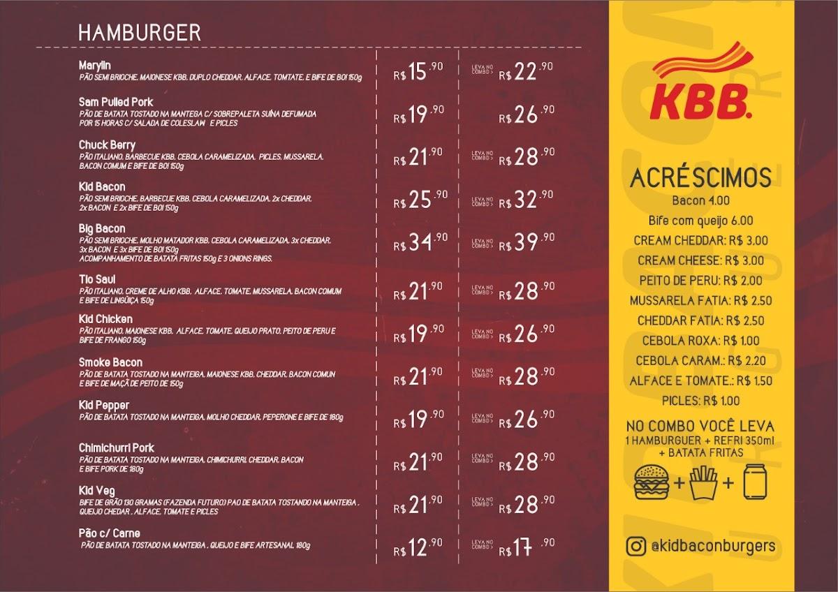 Menu at Kid Bacon restaurant, Divinópolis