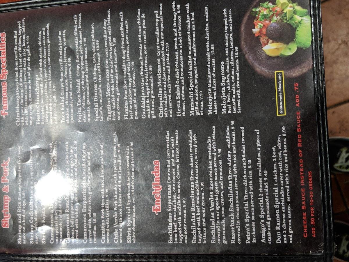 Menu at El Parian restaurant, Atkins