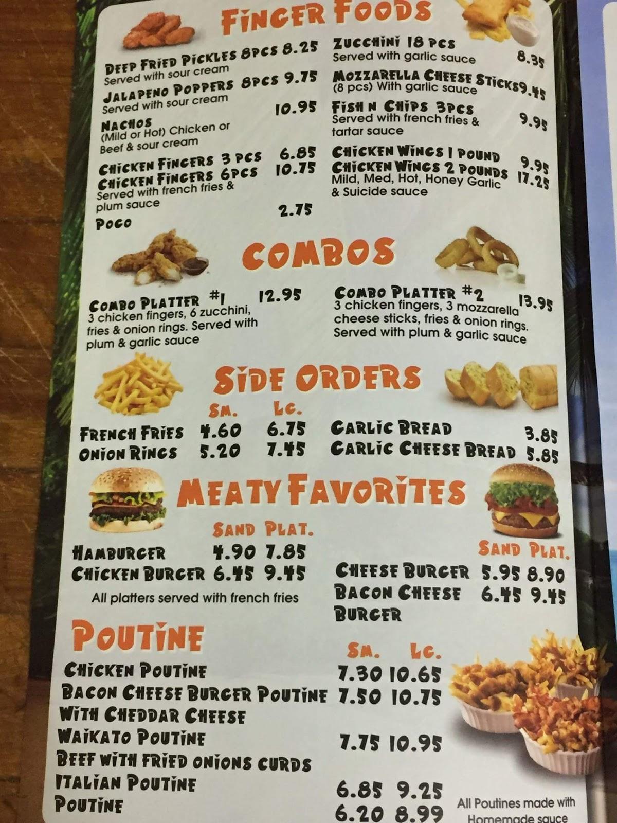 Carta del restaurante Waikato Pizza, Crysler