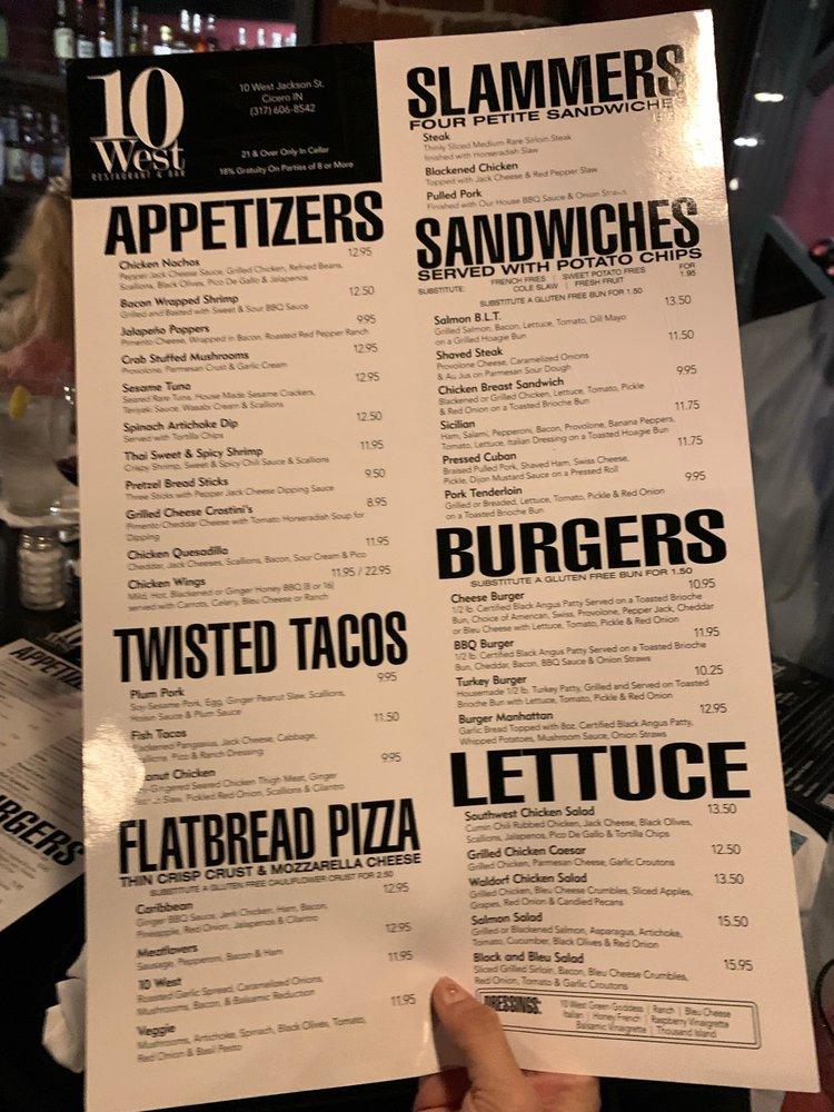 Menu at 10 West Restaurant & Bar, Cicero, 10 W Jackson St