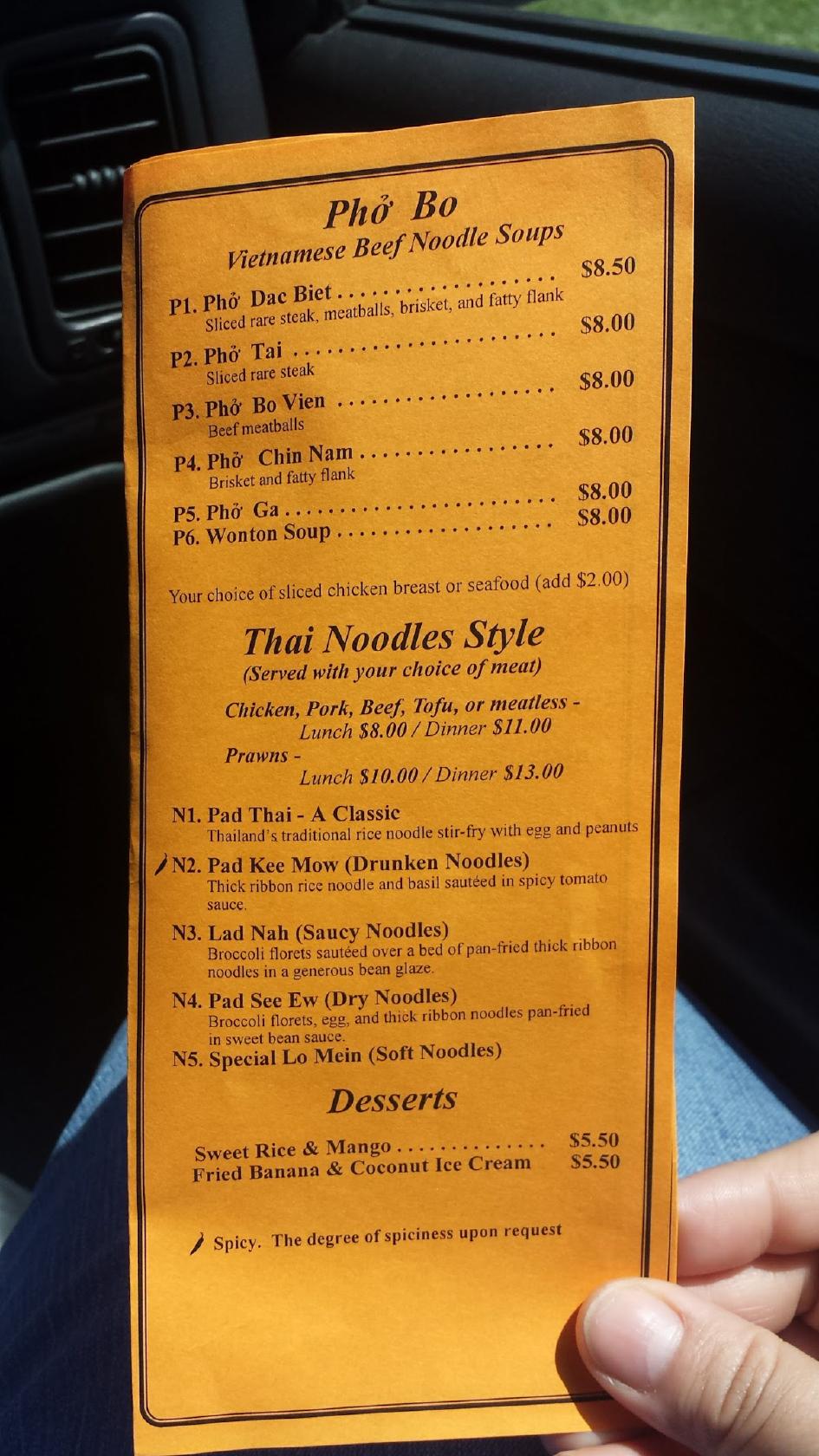 Menu at Basil House restaurant, Texas City
