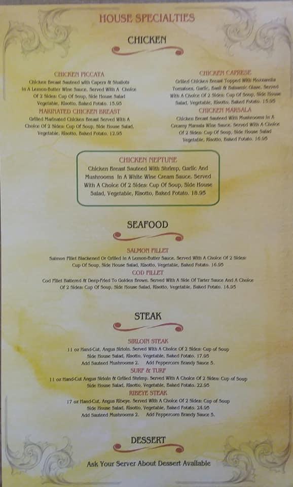 Menu at Clubhouse Grille, West Frankfort, 805 W Main St