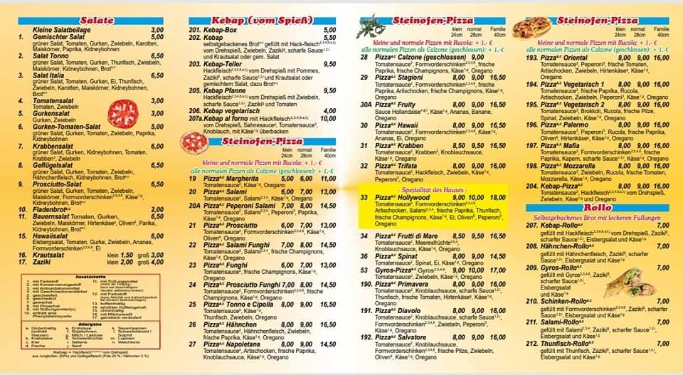 Carta de Pizzeria Hollywood Grill Norden, Norden