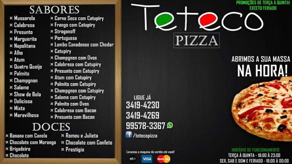 Teteco Pizza cardápio