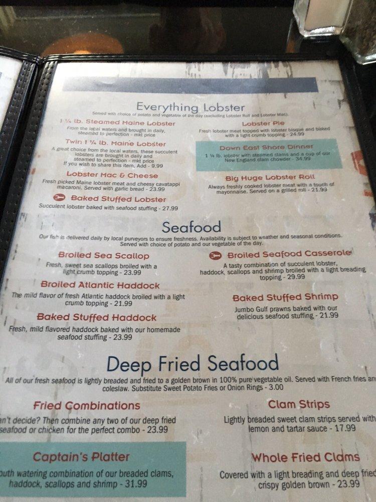 Menu at Lobster Cove restaurant, York, 756 York St